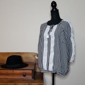 cj banks Top Buffalo Plaid Black & White 0X